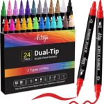 24 Colors Acrylic Paint Pens, Dual Tip Pens With Medium Tip…