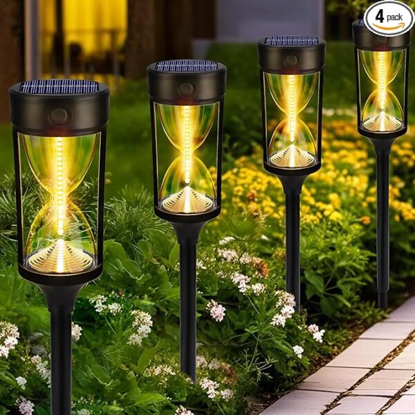 Toodour Solar Pathway Lights Outdoor, 4 Pack Unique Solar Po…