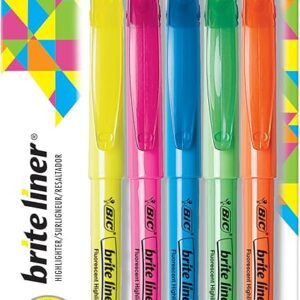 BIC Brite Liner Highlighters, Chisel Tip, 5-Count Pack